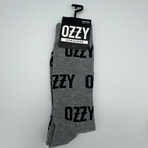 Ozzy Osbourne Crew Socks Gray Black Logo Rock Band‎ One Size New
